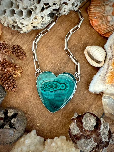 Malachite Chunky Heart Necklace