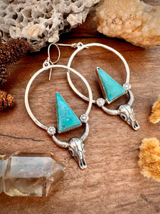 Tibetan Turquoise Cow Skull Earrings