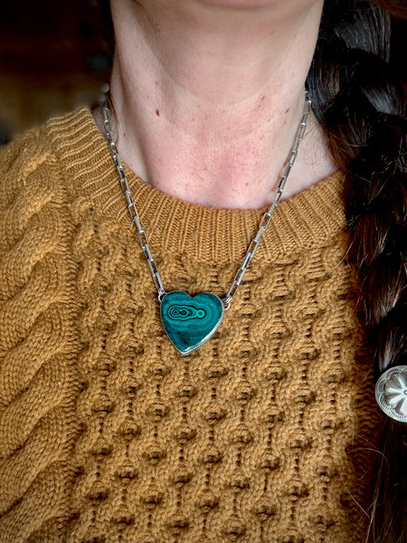 Malachite Chunky Heart Necklace