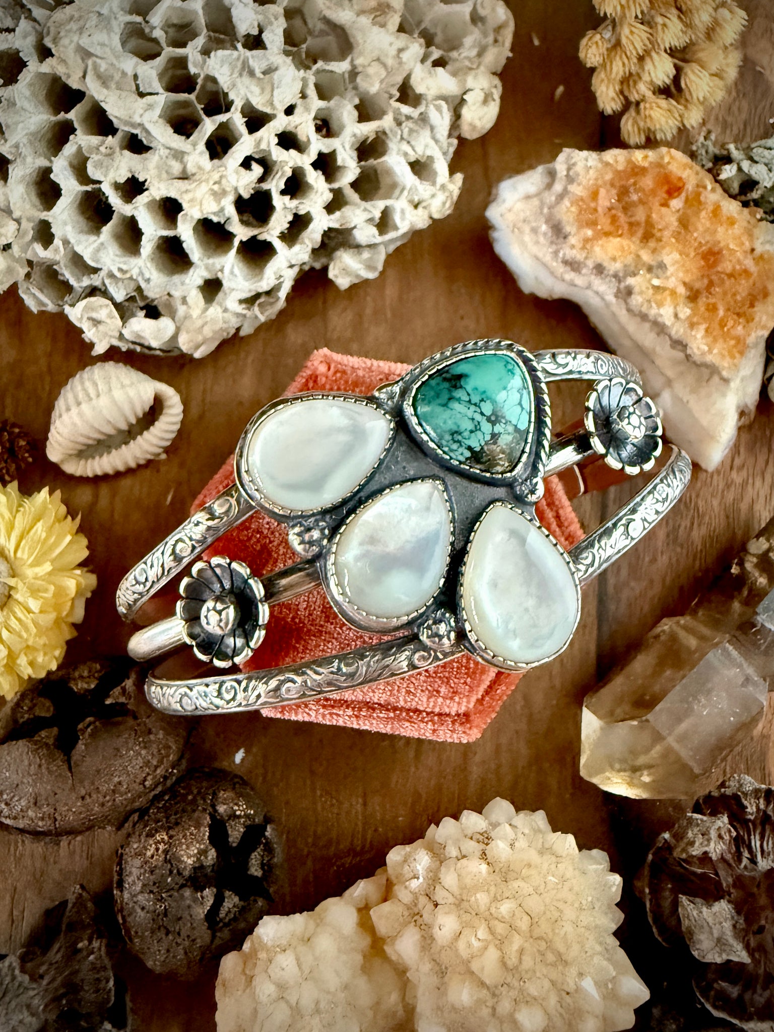 Mother of Pearl Daisy Cuff