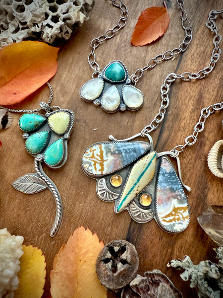 Ocean Jasper Moth Necklace