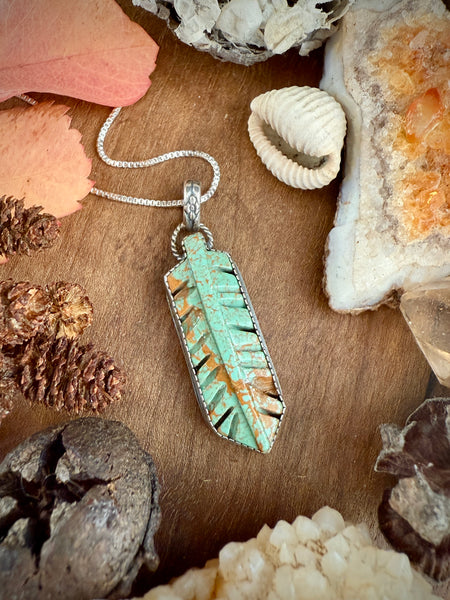 Turquoise Feather Pendant