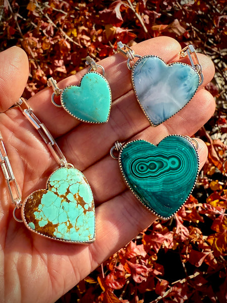 Larimar Chunky Heart Necklace
