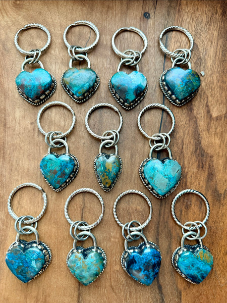 Chrysocolla Heart Keychain
