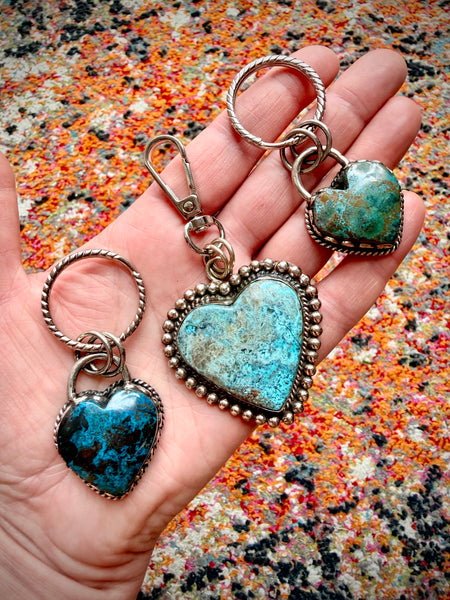 Chrysocolla Heart Keychain