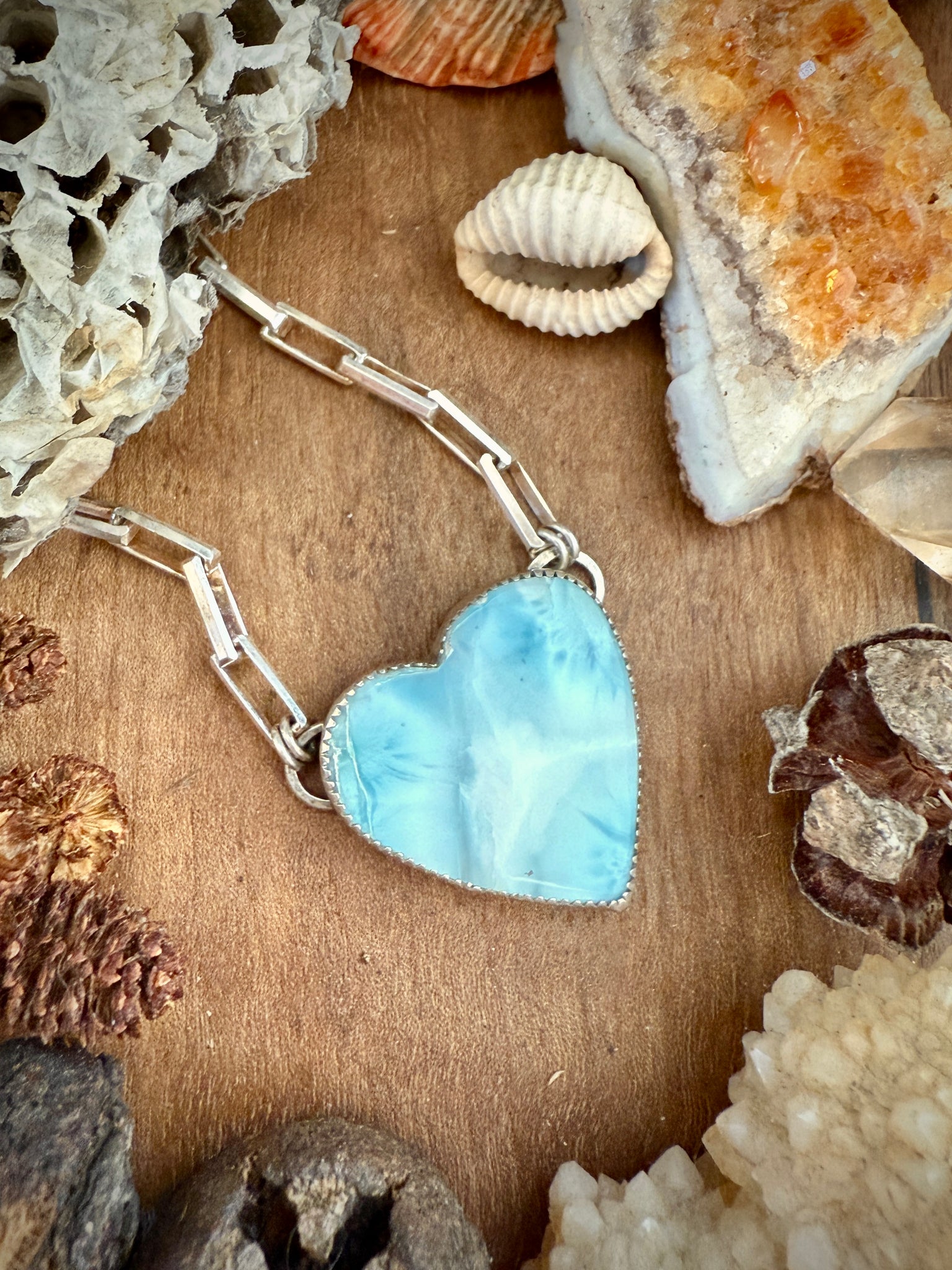 Larimar Chunky Heart Necklace