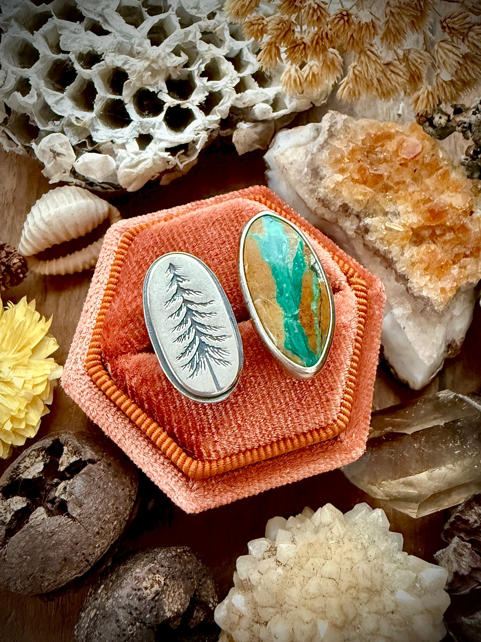 Green Royston Pine Ring Sz 9.5-10.5