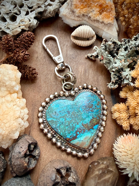 Chrysocolla Heart Bag Charm