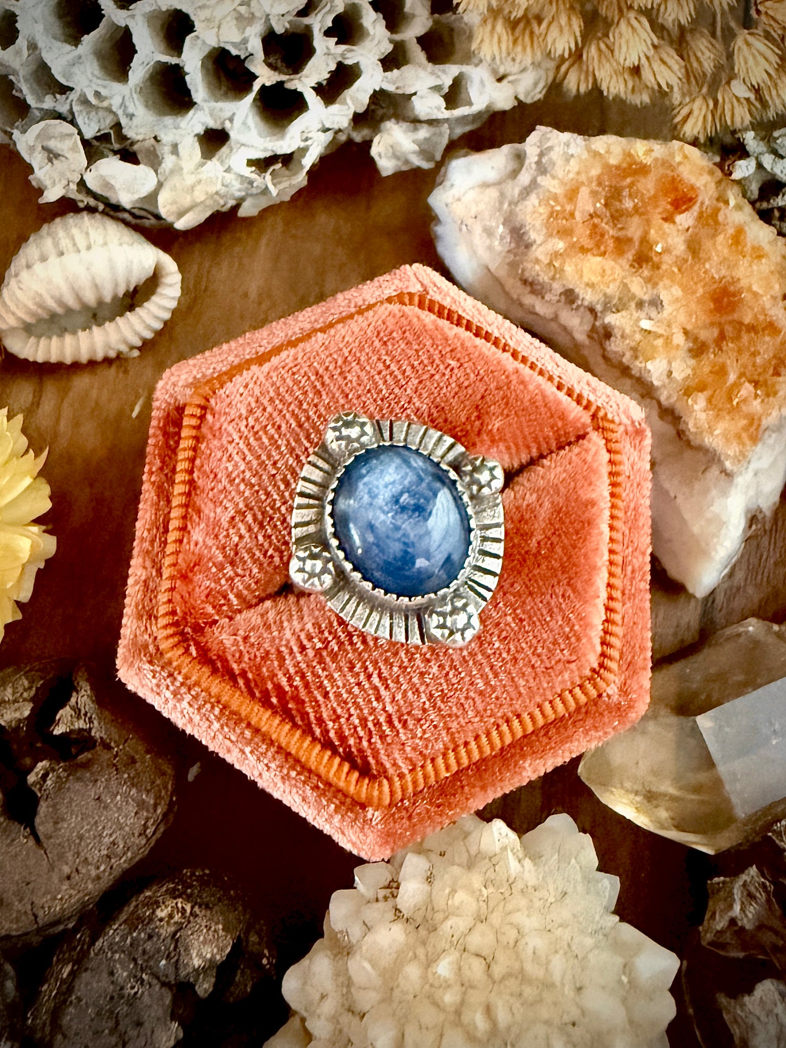 Kyanite Compass ring Sz 7