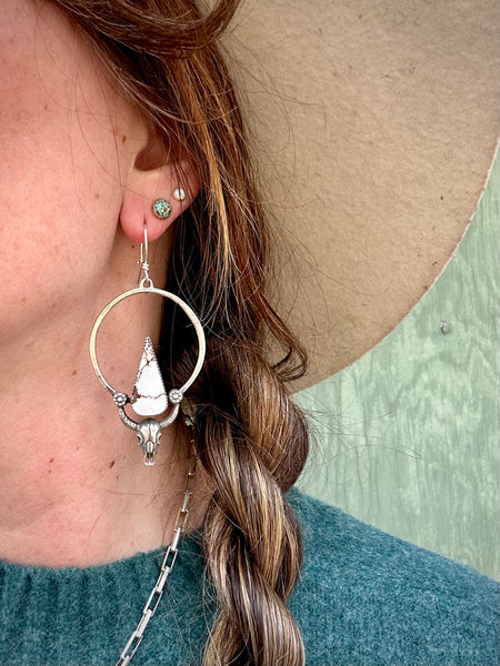 RESERVED for SUMMER: Magnecite Cow Skull Earrings