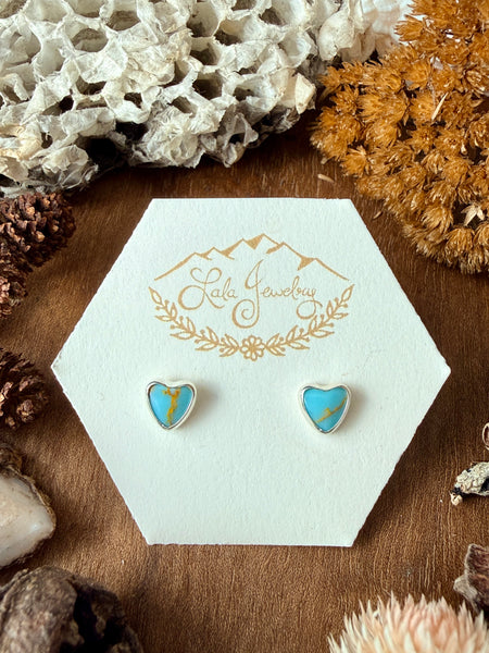 Dainty Heart Posts-Turquoise Resin