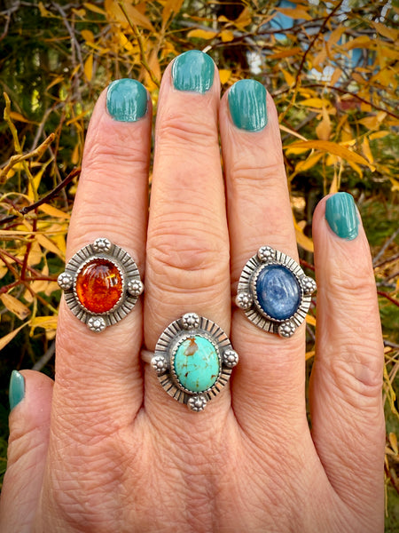 Amber Compass ring Sz 8