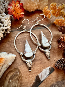 RESERVED for SUMMER: Magnecite Cow Skull Earrings