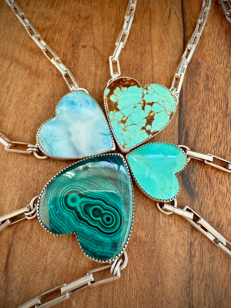Larimar Chunky Heart Necklace