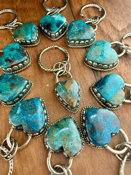 Chrysocolla Heart Keychain