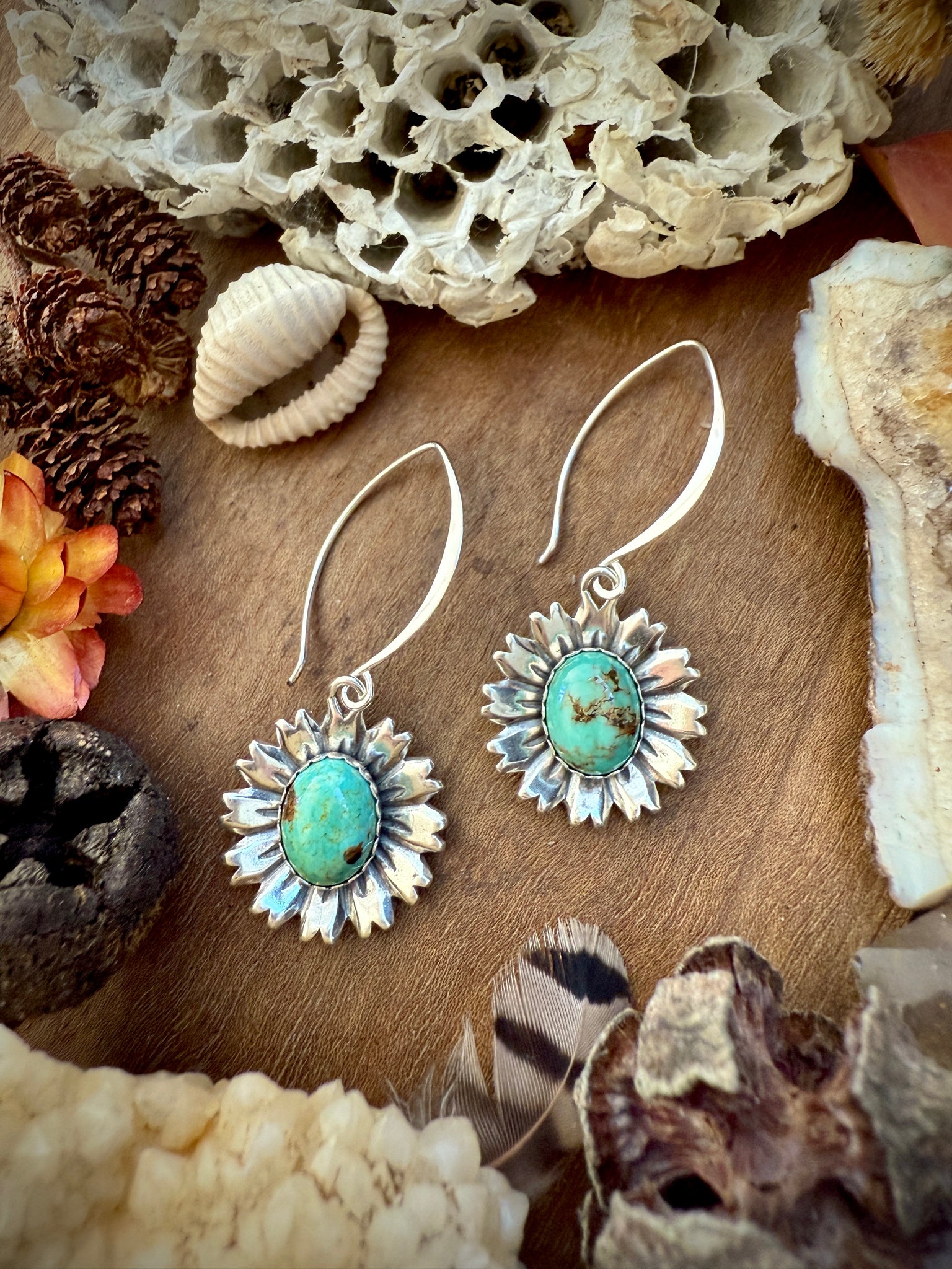 Turquoise Daisy Earrings