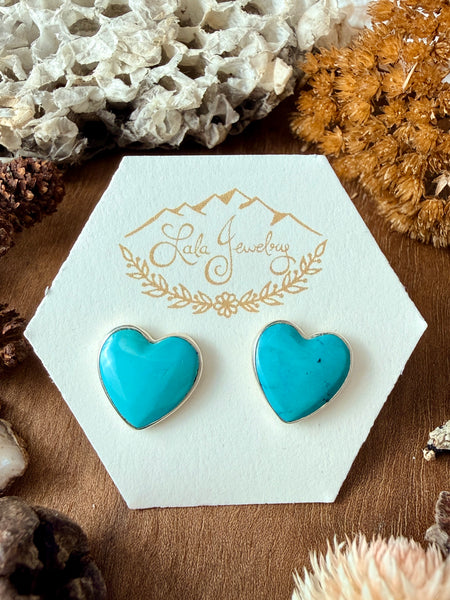 Large Heart Posts-Light Turquoise