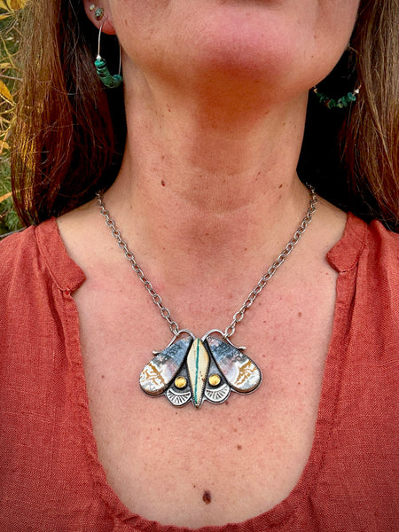 Ocean Jasper Moth Necklace