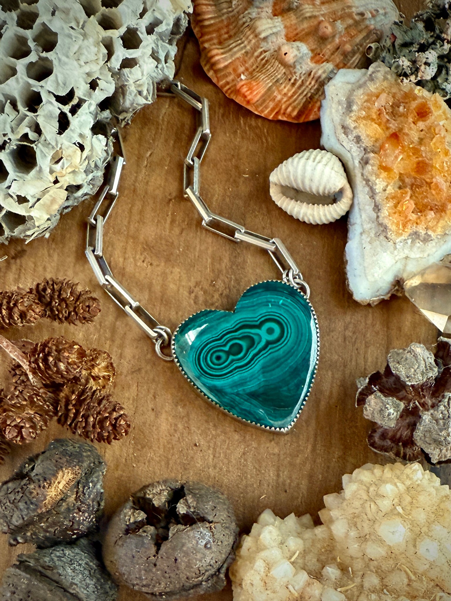 Malachite Chunky Heart Necklace