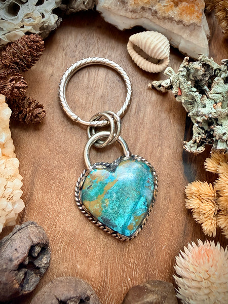 Chrysocolla Heart Keychain