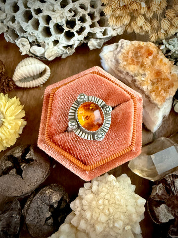 Amber Compass ring Sz 8