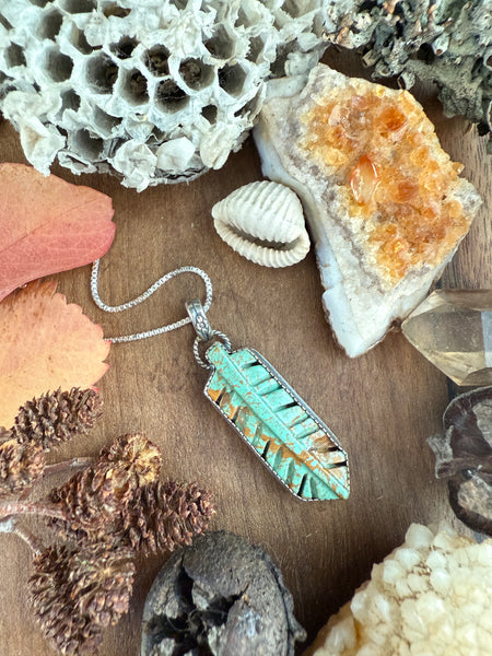 Turquoise Feather Pendant