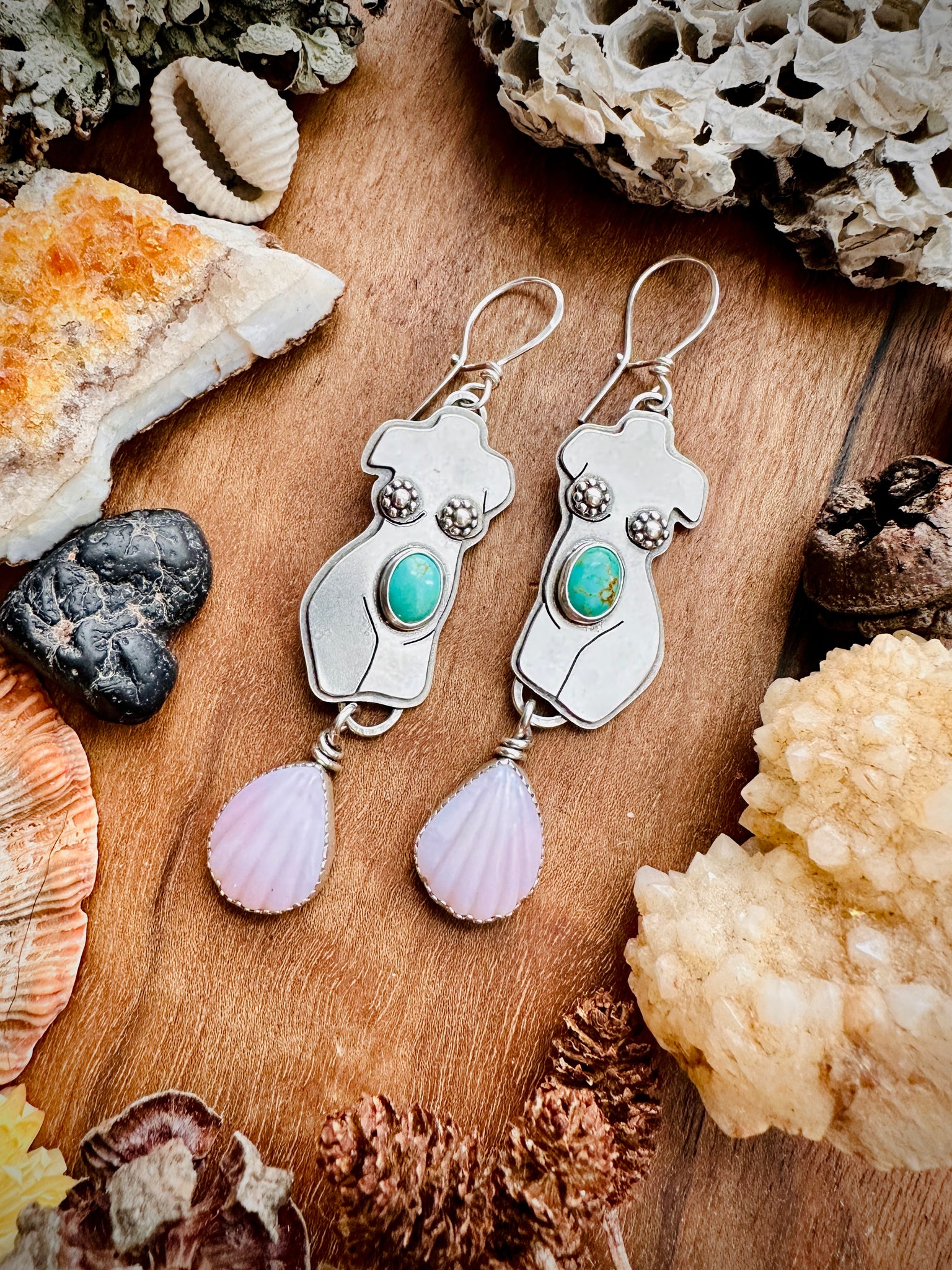 Siren Dangles (Turquoise/Pink Opal)