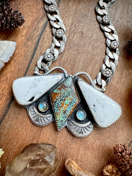 White Buffalo Moth Necklace