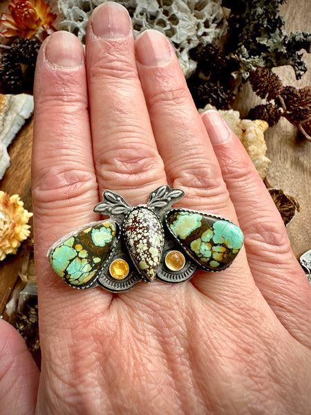 Blue Gem Moth (necklace or ring)