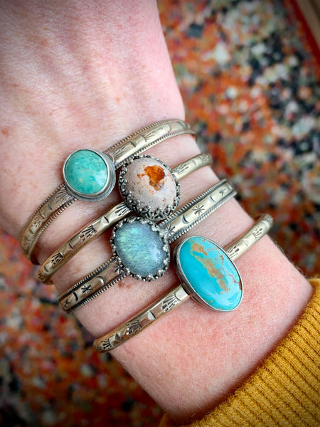 Turquoise Stamped Stack Cuff