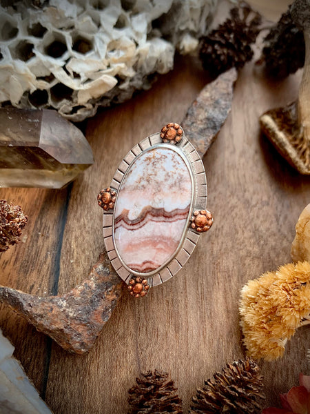 Lace Agate Compass ring Sz 7
