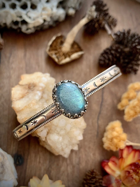 Labradorite Stamped Stack Cuff