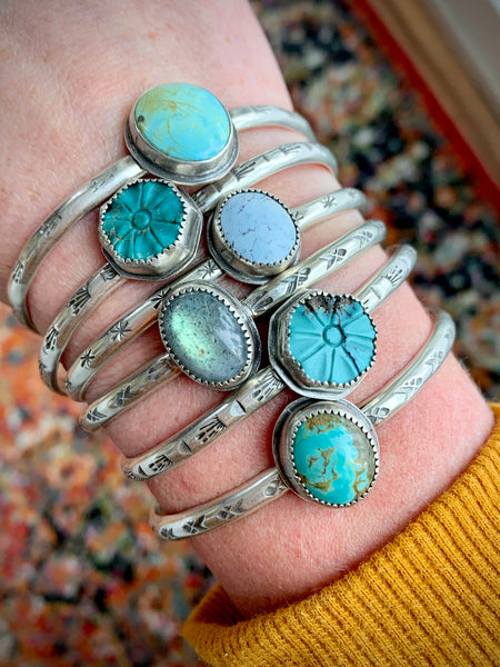 Labradorite Stamped Stack Cuff