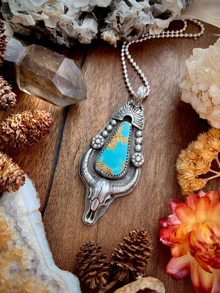 RESERVED Royston Cow Skull pendant