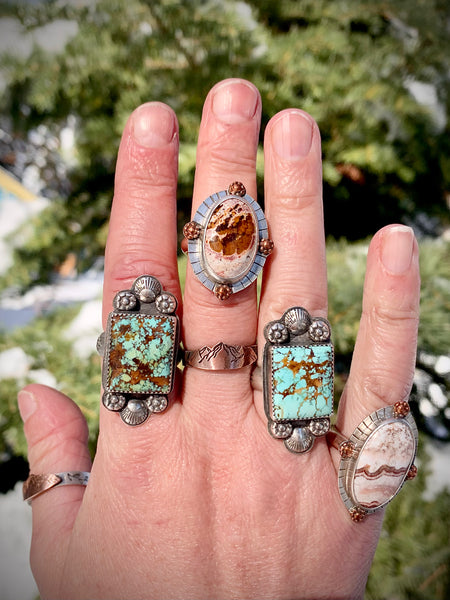 Lace Agate Compass ring Sz 7