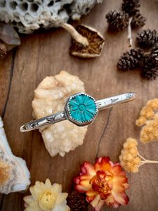 Turquoise Flower Stamped Stack Cuff