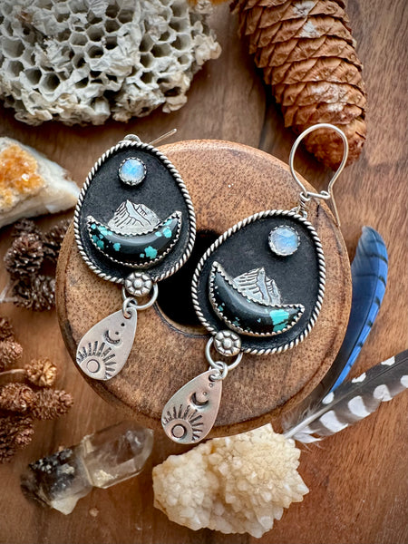 Moon and the Mountain Earrings•moonstone