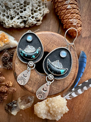 Moon and the Mountain Earrings•moonstone