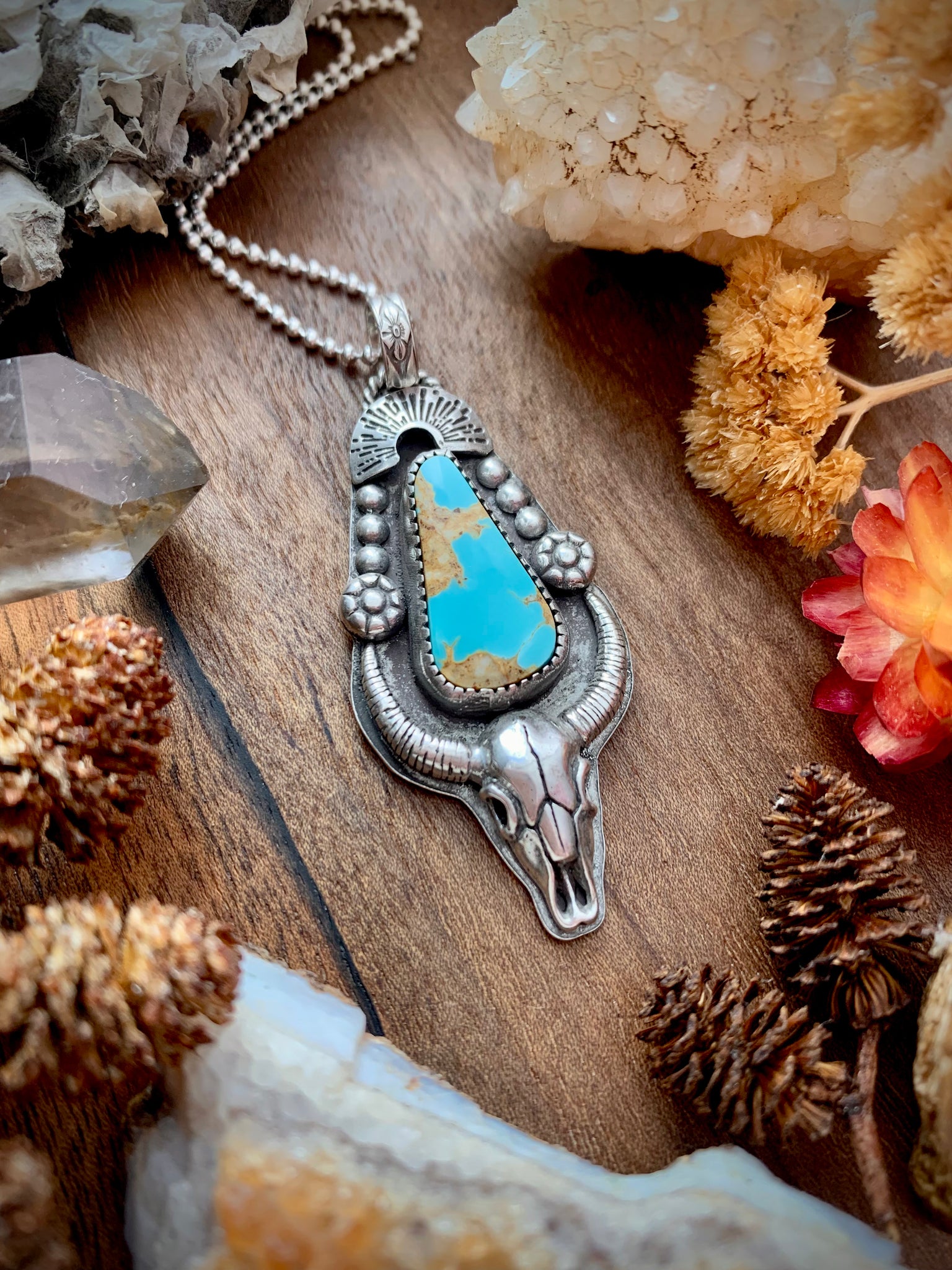 RESERVED Royston Cow Skull pendant