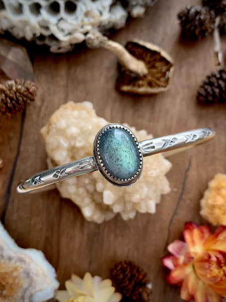 Labradorite Stamped Stack Cuff