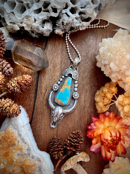 RESERVED Royston Cow Skull pendant