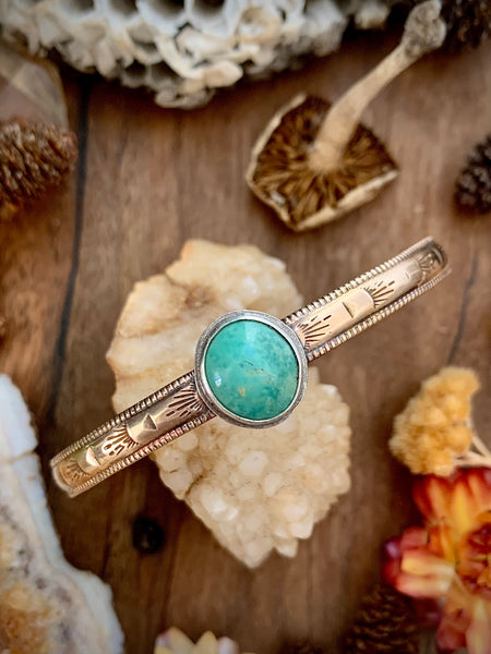 Turquoise Stamped Stack Cuff