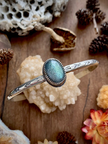 Labradorite Stamped Stack Cuff