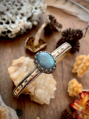 Labradorite Stamped Stack Cuff